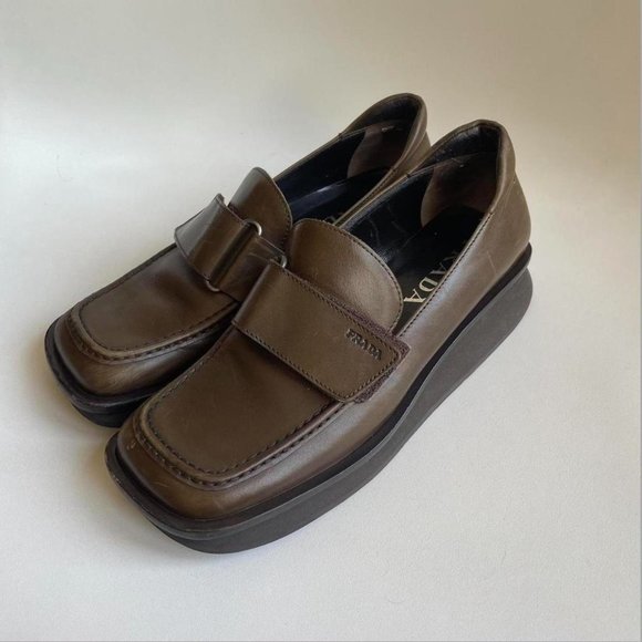 1999 PRADA olive brown loafers - Picture 2 of 7